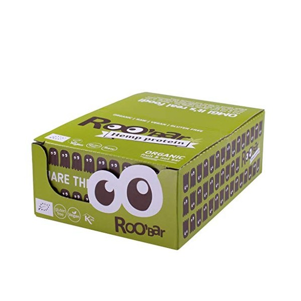 Roobar Barres Énergétique Protéine de Chanvre - Bio & Vegan -20x30g Barres nutritives