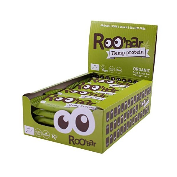 Roobar Barres Énergétique Protéine de Chanvre - Bio & Vegan -20x30g Barres nutritives