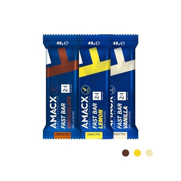 AMACX Fast Bar – Barre Energetique Sport – 40% d’amandes – Pack de 12 – Vegan Healthy Snacks – Barre Protéinée pour Sportifs 