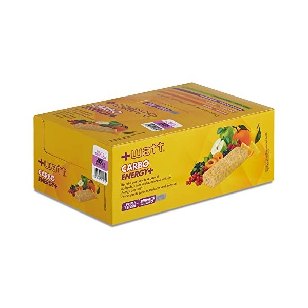 +WATT - Carbo Fruit Energy+ - Barre énergétique à base de fruits séchés pré-travail-out ou pendant lentraînement baies, boî