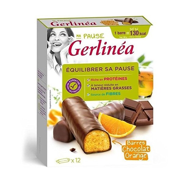 Gerlinéa 12 barres hyperprotéinées chocolat et orange 372g Prix Par Unité 