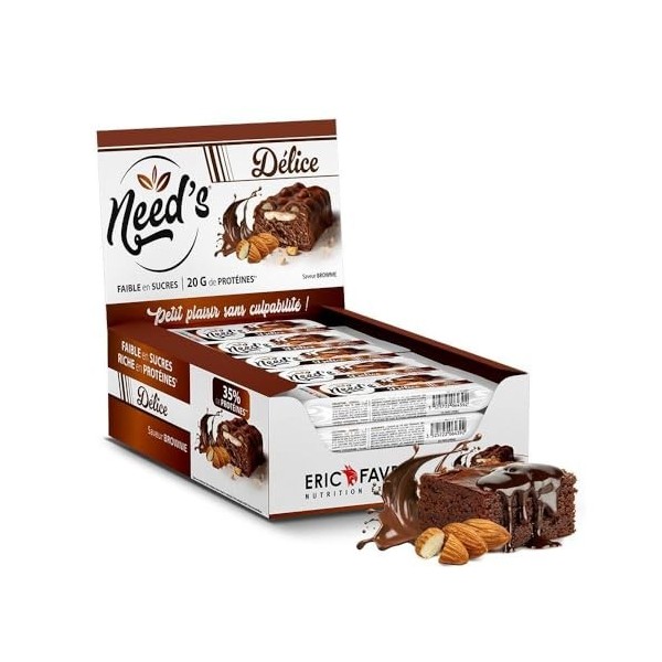 NEEDS BARRE DELICE Protéinée - Display 12 unités - 20g de protéines par barre - Collation saine post-training - Enrichie en 
