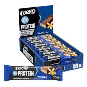 Barres protéinées, Corny Protein,Chocolat et Vanille,13,5 gr de protéines, 0% de sucres ajoutés, Pack de 18x50g, Taste the Po