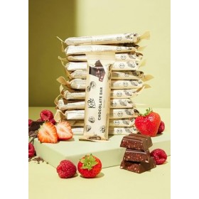 KoRo - Barre bio vegan au chocolat et fruits rouges 12 x 50 g - Aux fraises et framboises lyophilisées - Source de fibres - V