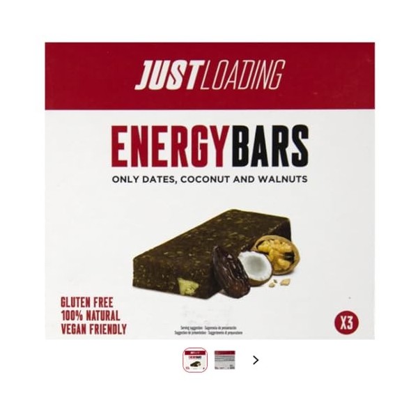 Lot de 6 barres énergétiques à la noix de coco et aux noix de coco 3 x 40 g BIS019.