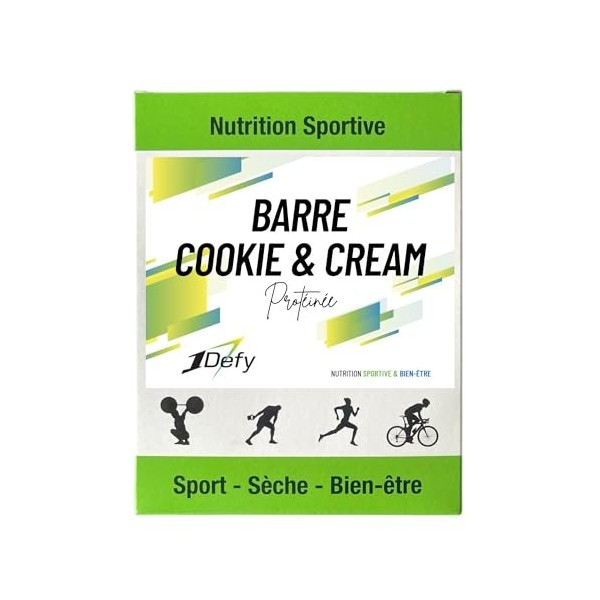 Barre protéinée Cookie & Cream - 1Defy - Boite de 10 barres