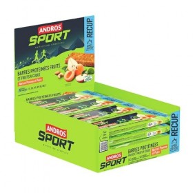 Andros Sport | Barres Protéinées 16x50g | Barres protéinées | Barres aux protéines végétales - Pomme Poire Abricot