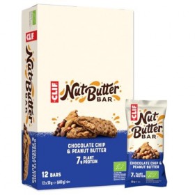 CLIF Nut Butter Bar | Barre de Protéine | Chocolate Chip & Peanut Butter | Bio |12 x 50 g Barres nutritives