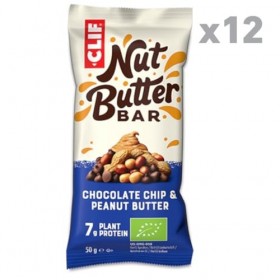 CLIF Nut Butter Bar | Barre de Protéine | Chocolate Chip & Peanut Butter | Bio |12 x 50 g Barres nutritives