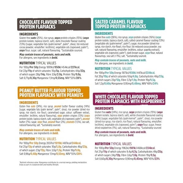 JBs TREK Barres dAvoine Protéinées | Paquet Assortiment | Végétal | Sans Gluten | Vegan | 16 x 50g Barres | 800g Lot de 2 Ba...