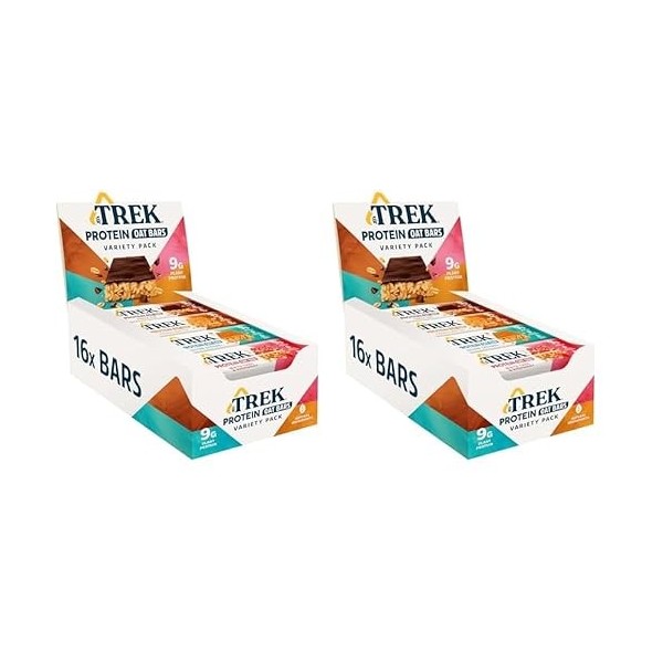 JBs TREK Barres dAvoine Protéinées | Paquet Assortiment | Végétal | Sans Gluten | Vegan | 16 x 50g Barres | 800g Lot de 2 Ba...