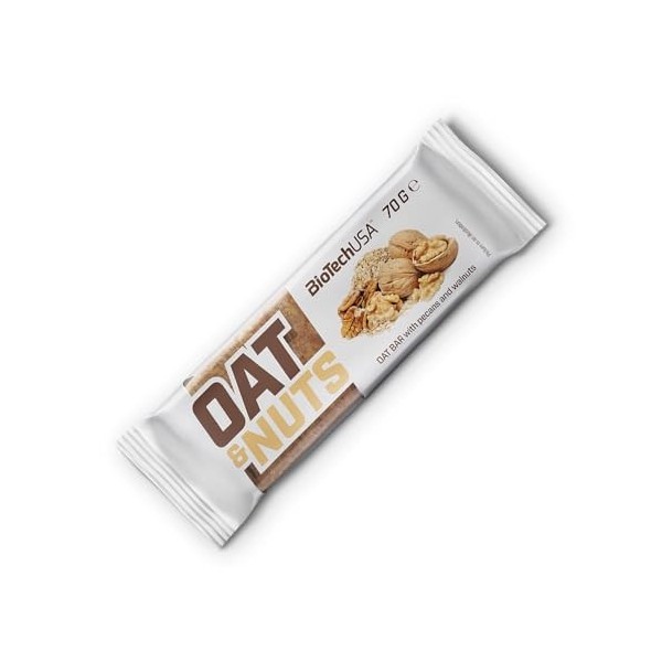 BioTechUSA Oat and Nuts, Barre de flocone d’avoine avec contenu eleve en fibres alimentaires et grains croquants avec les aci...