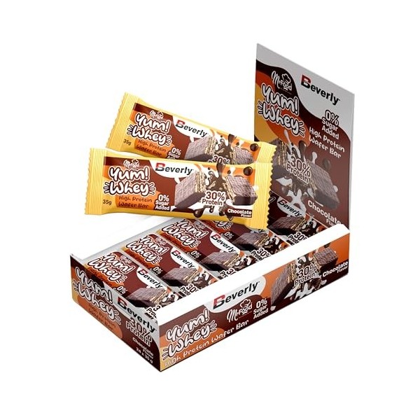 Beverly Yum Whey Bar - Délicieuse barre protéique en glaçage au chocolat à 30 % de protéines - Coffret de 24 barres de 35 g -