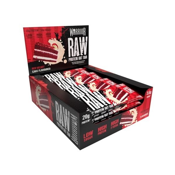 Barres protéinées Raw Flapjack 20 g - 12 x 75 g - Substitut de repas faible en sucre - Collation saine à base d’avoine pour B...