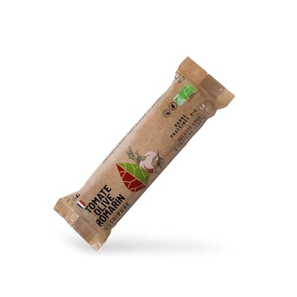 Nutripure | Raw Barre Bio | Barre Protéinée Tomate Olive Romarin | Vegan et Bio | Riche en Dattes, Beurre de Cacao et Fruits ...