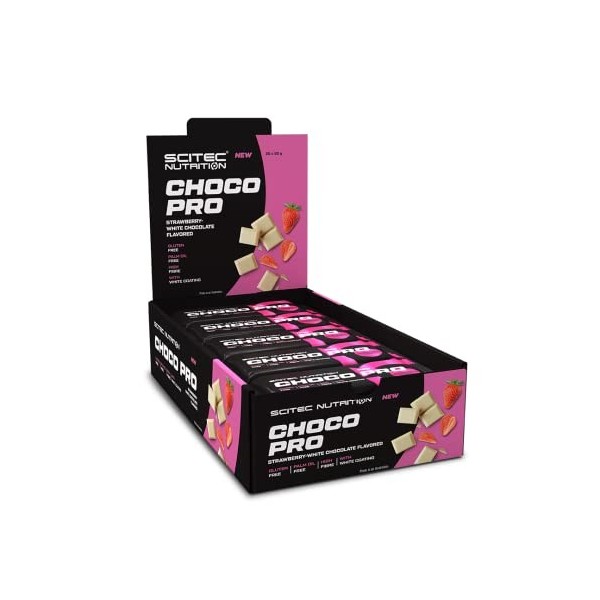 Scitec Nutrition Choco Pro - Barre protéinée sans gluten - 14 g de protéines par tranche - Source de fibres - Sans huile de p