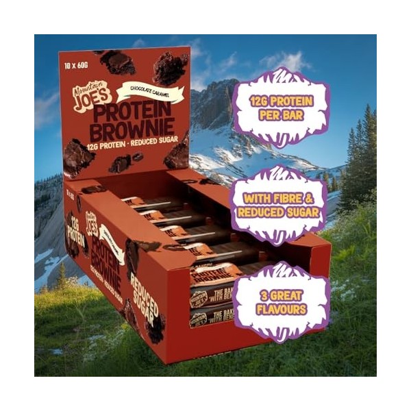 Mountain Joes Protein Brownie 10x60g Chocolat Caramel