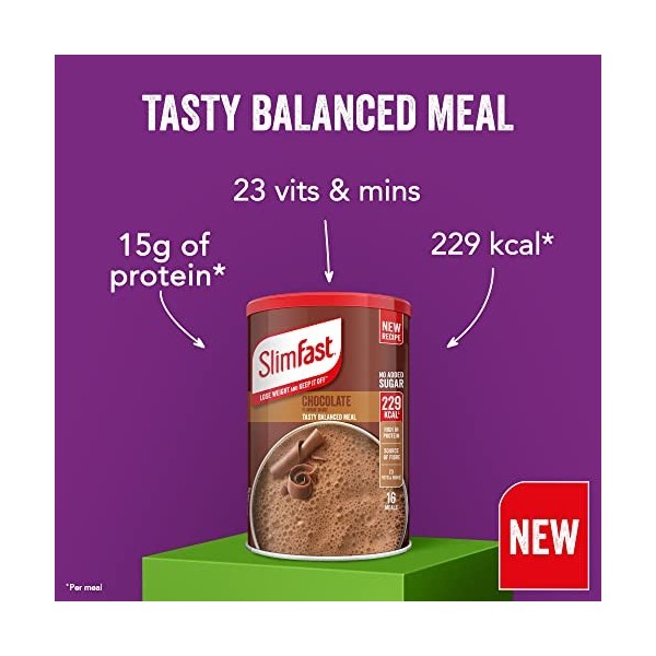 SlimFast Shake substitut de repas pour perte de poids et alimentation équilibrée, vitamines et minéraux, faible en calories, 
