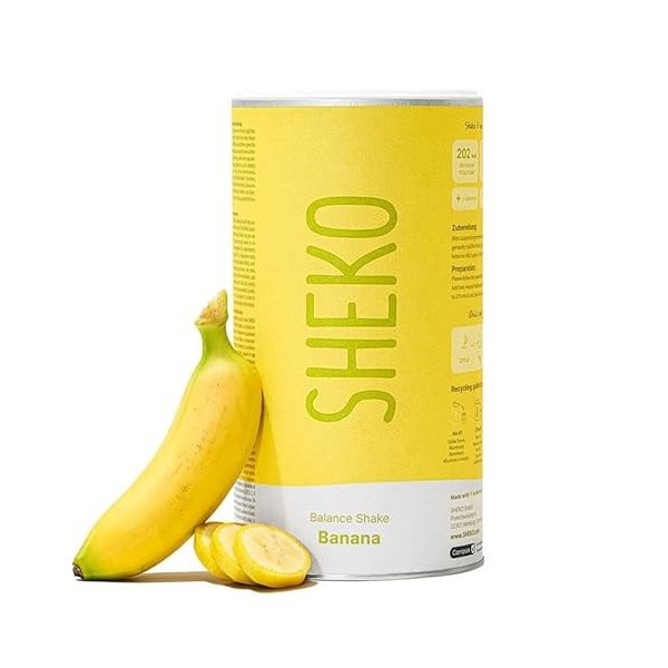 SHEKO - Shake repas à boire - Substitut de repas - Riche en protéines - Goût naturel - Shake minceur 378 g – 1 paquet, Banan ...