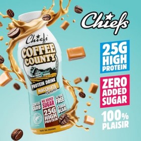 Boisson protéinée - Chiefs Milkshake Macchiato - Sans sucre ajouté et sans lactose - Riche en protéines avec 25 g de protéine
