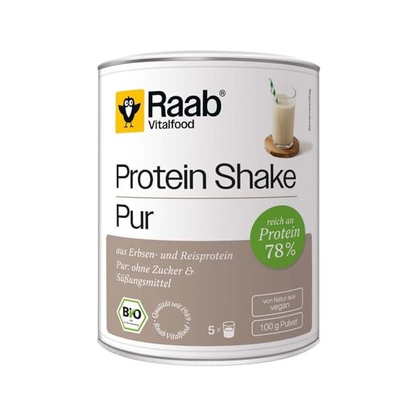 Raab Vitalfood BIO Protein Shake, pur, 100 g 4 Shakes diététiques