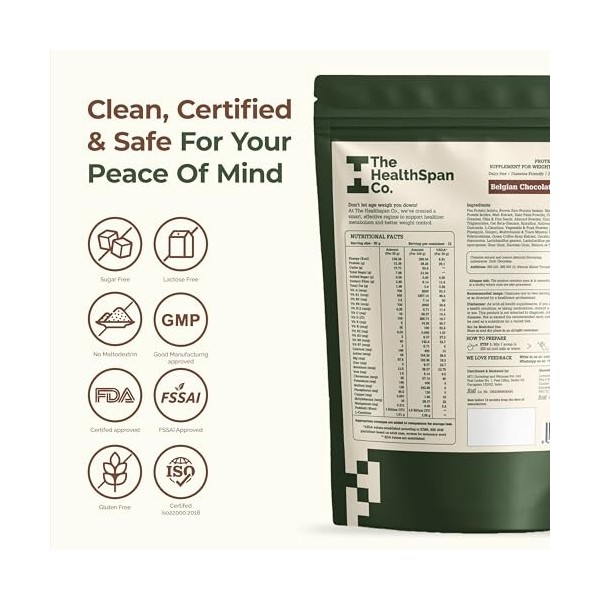 The Healthspan Co. | Boisson de remplacement de repas | Seulement 132 calories | À base de plantes | Pro/prébiotiques | Sans 