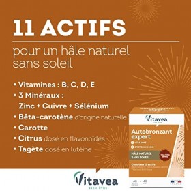 Vitavea bien-être - Autobronzant Expert - Hâle Doré et Effet Bonne Mine - Teint lumineux Sans Soleil - Complément Alimentaire...