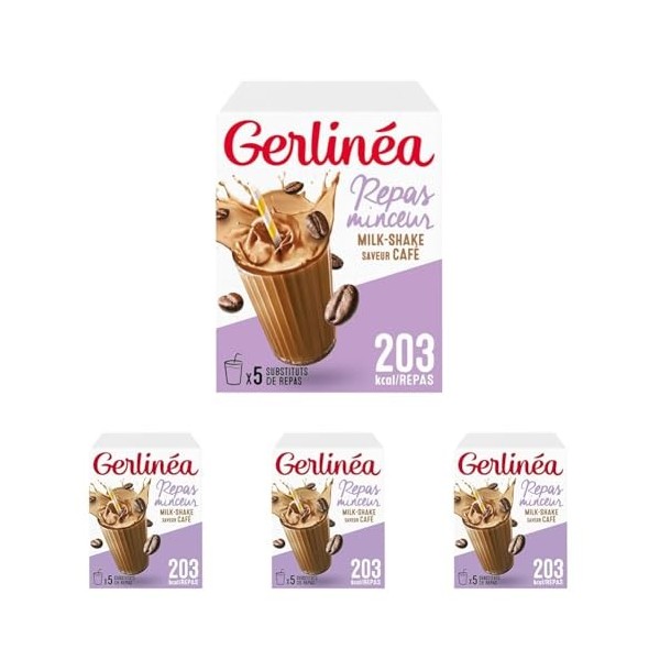 Gerlinéa - Milk-Shake Minceur - Substitut de Repas Complet et Rapide Saveur : Café - 206082 Lot de 4 