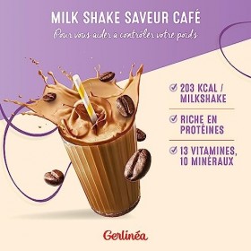 Gerlinéa - Milk-Shake Minceur - Substitut de Repas Complet et Rapide Saveur : Café - 206082 Lot de 4 