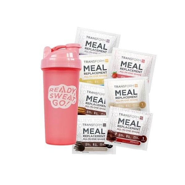 TransformHQ Boîte de remplacement de repas avec shaker - 7 paquets de secousses à portion unique