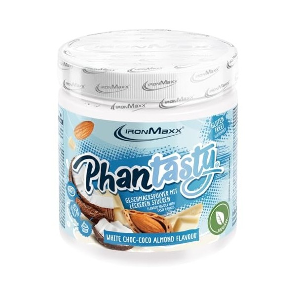 IronMaxx Phantasty - White Choc Coco Almond 250g Boîte | Poudre aromatisante végane avec morceaux de fruits ou noix | Alterna...