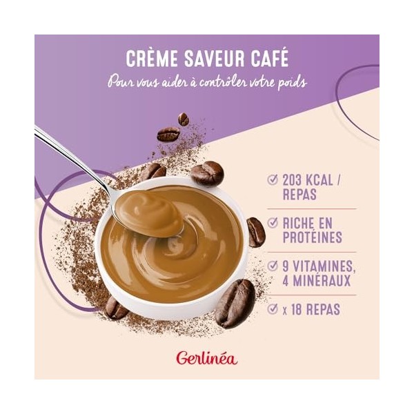 Gerlinéa - Crème Repas Minceur - Substitut de Repas Complet et Rapide - Saveur : Café - 540 g Lot de 2 