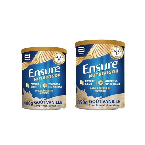 Ensure NutriVigor - Complément alimentaire avec protéines, 27 vitamines et minéraux et HMB - Pour une alimentation saine et é