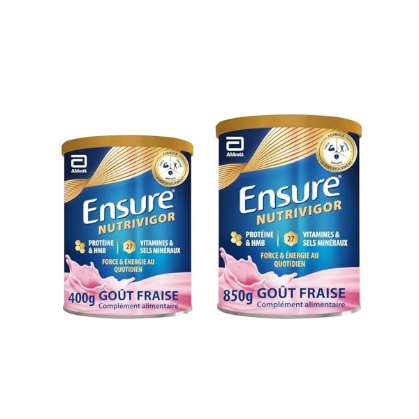 Ensure NutriVigor - Complément alimentaire avec protéines, 27 vitamines et minéraux et HMB - Pour une alimentation saine et é