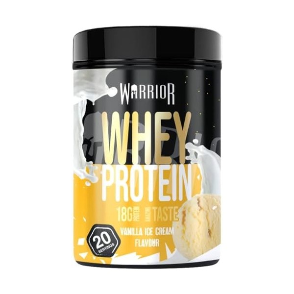 Poudre protéinée Warrior Whey 500 g jusqu’à 36 g par portion - Goût délicieux et riche en acides aminés - 20 portions Glac Sh...