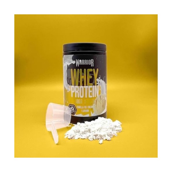 Poudre protéinée Warrior Whey 500 g jusqu’à 36 g par portion - Goût délicieux et riche en acides aminés - 20 portions Glac Sh...