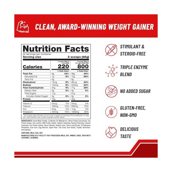 Weight Gain No Sugar Added Vanilla 38.94 oz