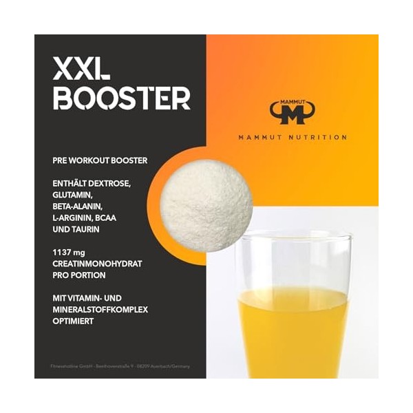 Mammut Nutrition Croissance et Support Musculaire XXL Booster 500 g Orange Maracuja
