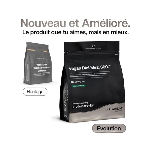 Protein Works | Vegan Diet Meal 360 – PLATINUM Innovation, Protéines Vegan, Shake Sostitutif Repas Dietétique, Supporte Perte
