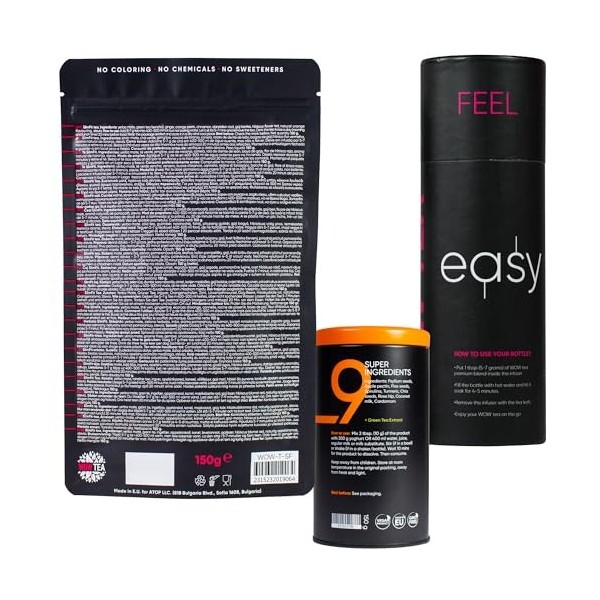 WOW TEA - Infusions pour Perte de Poids et de Graisses - Combo perte de poids - Thé Minceur + Poudre de remplacement de repas