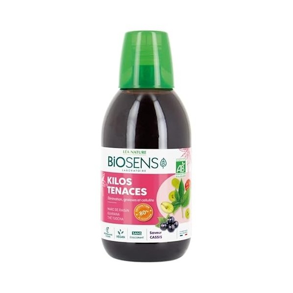 BIOSENS - Cocktail Kilos Tenaces Bio - Bouteille Verre 500ml et doseur inclus - Nutrition saine et naturelle pour une aliment