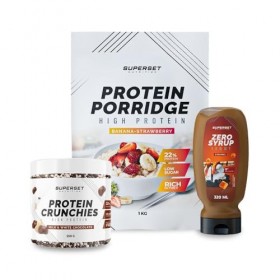 Superset Nutrition | Pack Petit-déj – Porridge - Protein Crunchies Milk & White Chocolate + Zero Syrup Caramel | Les must-hav
