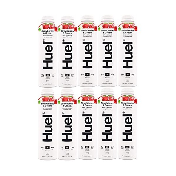 Lot de 10 boissons végétaliennes aux fraises et à la crème aux fruits, smoothie, vitamines, minéraux, jus de protéines à faib