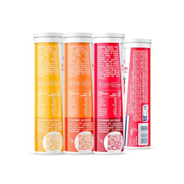 NUTRI & CO Électrolytes Hydratation - 5 Minéraux 4 Vitamines - Sans Sucre ni Édulcorant - Haute Absorption - Triple Goûts - L