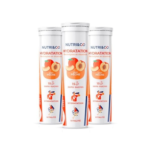 NUTRI & CO Électrolytes Hydratation - 5 Minéraux 4 Vitamines - Sans Sucre ni Édulcorant - Haute Absorption - Triple Goûts - L