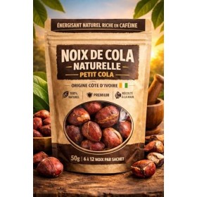 Petit Cola Naturel de Côte d’Ivoire – Noix de Cola Brute Premium 50 g – Kola Nut Authentique – Sac Zippé Alimentaire avec Fen