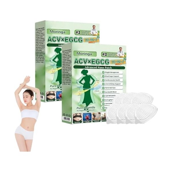 Purelora ACV x EGCG Lot de 2 patchs à micro-aiguilles avancés 10 en 1, ingrédients naturels à base de plantes, pour tous les 