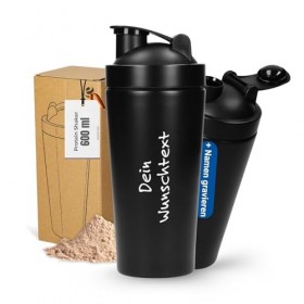 Shaker à protéines personnalisé 600 ml – Gobelet en acier inoxydable à double paroi et incassable – Shaker anti-fuite avec pa...