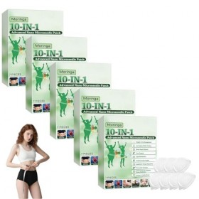 5 Boîtes Moringa Patchs Minceurs 10 en 1, Patch Nano Microneedle Minceur avec Berbérine & NAD+, Ingrédients Naturels, Rafferm...