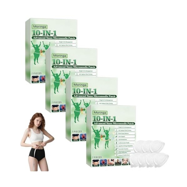 5 Boîtes Moringa Patchs Minceurs 10 en 1, Patch Nano Microneedle Minceur avec Berbérine & NAD+, Ingrédients Naturels, Rafferm...